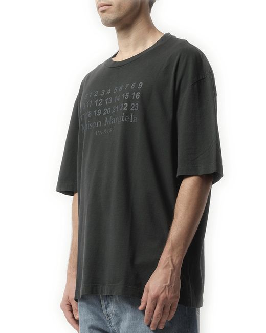 Maison Margiela Black Number Logo T-Shirt, Short Sleeves, 100% Cotton for men