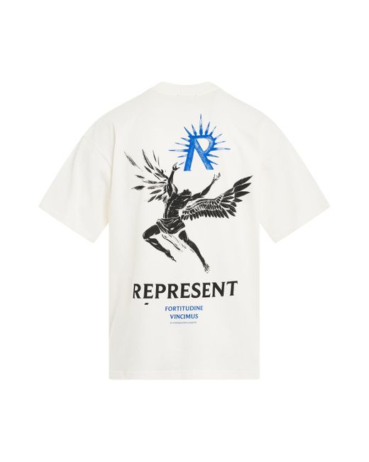Represent White Icarus T-Shirt, Short Sleeves, Flat, 100% Cotton, Size: Large for men