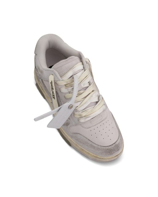 Off-White c/o Virgil Abloh Gray Off- Out Of Office Vintage Leather Sneakers, 100% Leather for men