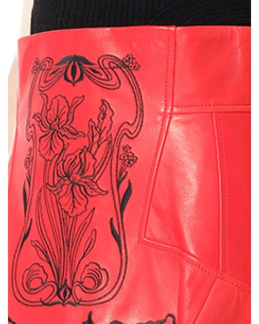 McQueen Red Lth Mini Skirt, Blk