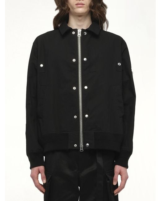 Sacai Black Rip Stop Blouson Bomber Jacket, 100% Polyester for men