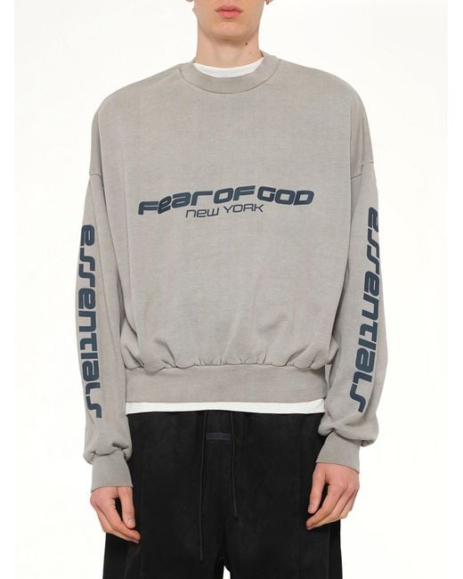Fear Of God Gray Cropped Relaxed Sweatshirt for men