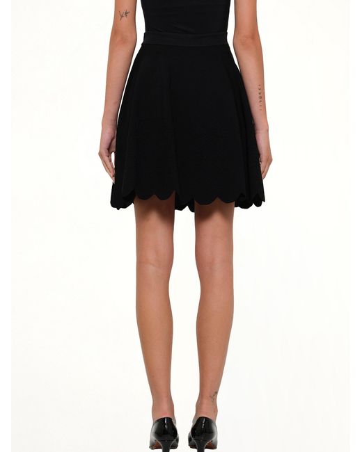 McQueen Black Embroidered Rose Mini Skirt