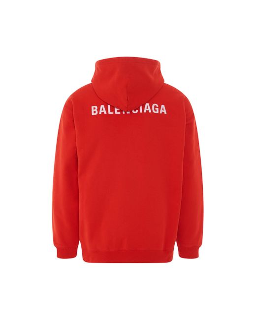 Balenciaga Red Logo Regular Fit Hoodie, Long Sleeves, Bright/, 100% Cotton, Size: Medium for men