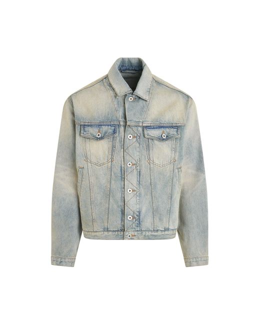 KENZO Blue 'Drawn Varsity Denim Trucker Jacket, Long Sleeves, Dirty, 100% Cotton, Size: Small for men