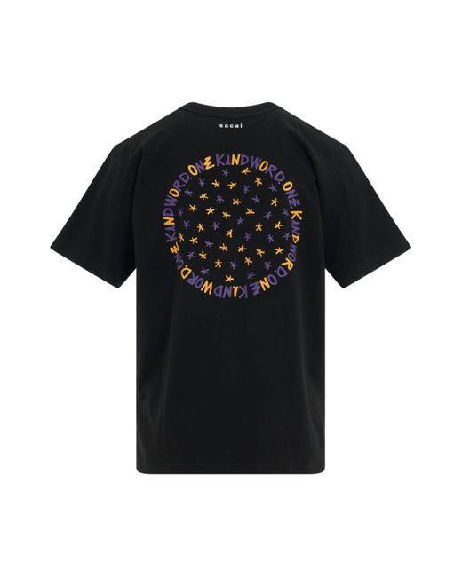 Sacai Black Eric Haze Circle Star T-Shirt, Short Sleeves, , 100% Cotton for men