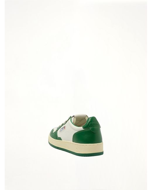 Autry Green Medalist Low Bicolour Sneakers, 100% Leather for men