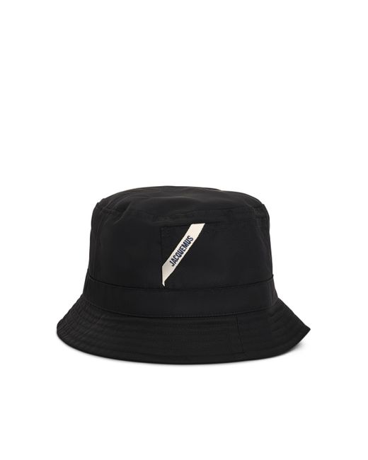 Jacquemus Black Ovalie Logo Bucket Hat, , 100% Cotton