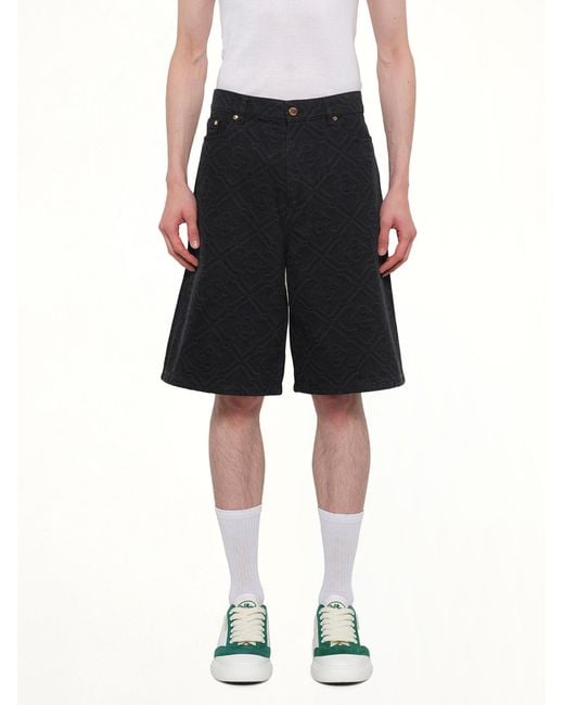 Casablanca Black Laser Monogram Denim Shorts for men