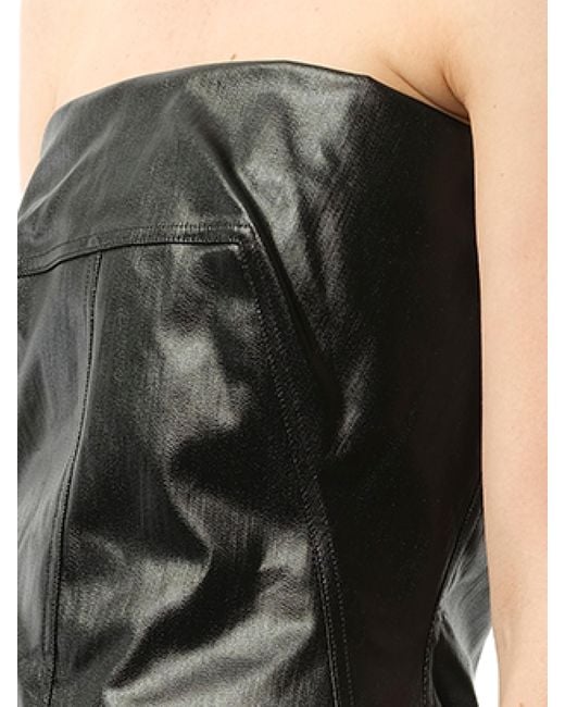 Rick Owens Black Coated Denim Bustier Mini Dress