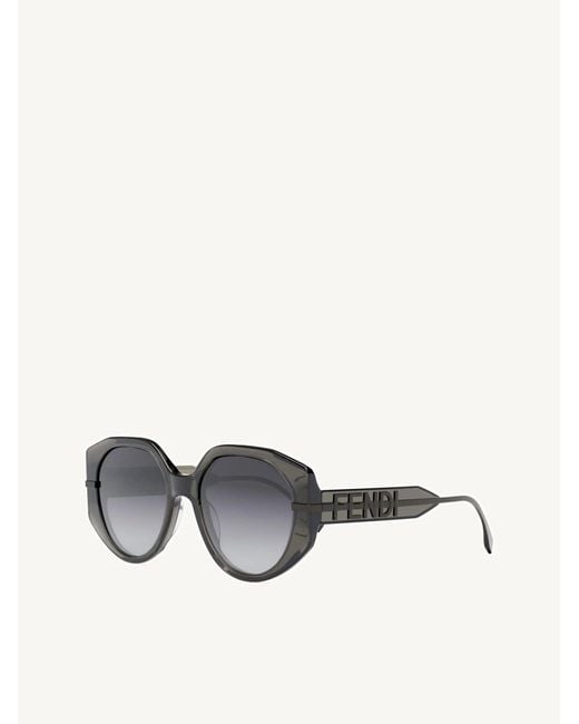 Fendi Gray Fe40083U 5420B Round Sunglasses