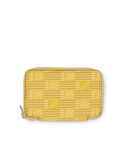 Moreau Yellow Mini Zip Wallet, , 100% Calfskin