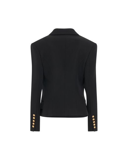 Balmain Black 6 Button Gdp Short Jacket, Long Sleeves, , 100% Wool