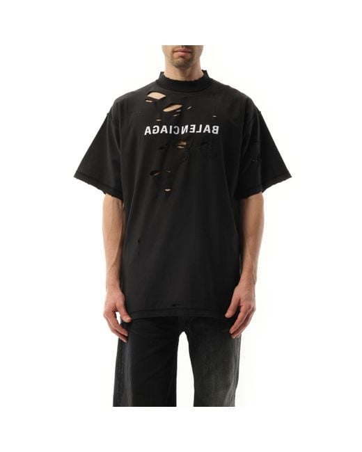 BALENCIAGA＊MIRROR BALENCIAGA INSIDE OUT 穴あきTシャツ＊送込 BALENCIAGA Mirror Balenciaga Inside Out T-Shirt Oversized