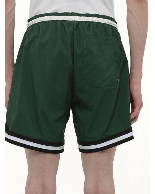 Rhude Green Logo Basketball Swim Shorts, 100% Polyester, Size: Large for men
