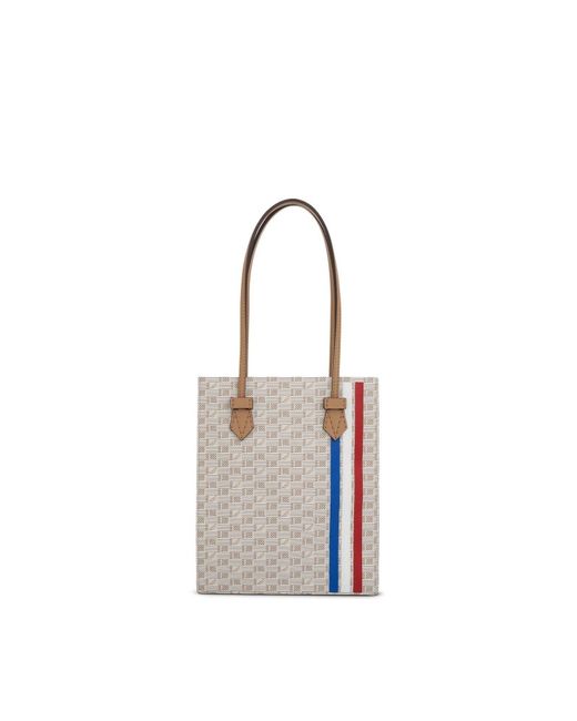 Moreau White Cannes Vertical Tote Gm With Stripes, 100% Canvas