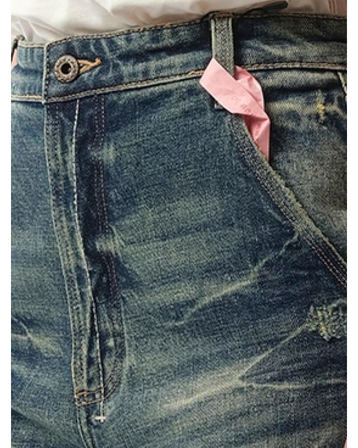 Fax Copy Express Blue Vintage Washed Straight-Cut Jeans