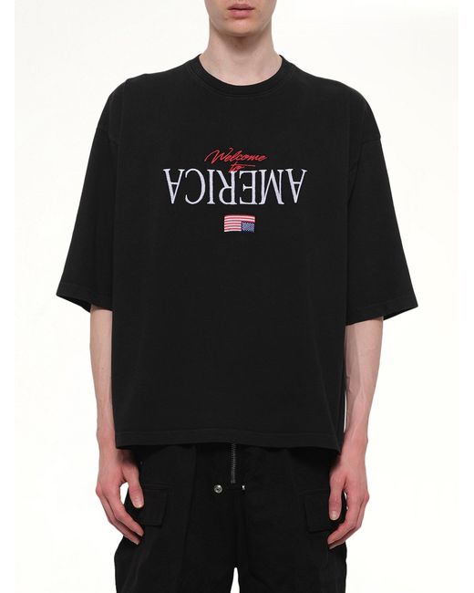 Willy Chavarria Black Welcome To America Buffalo T-Shirt for men