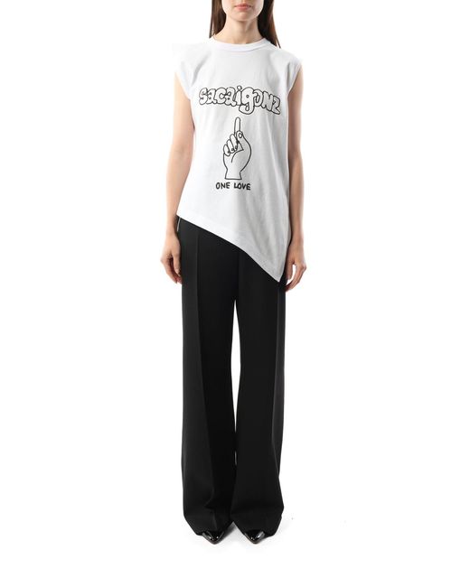 Sacai White Gonz Print T-Shirt, 100% Cotton