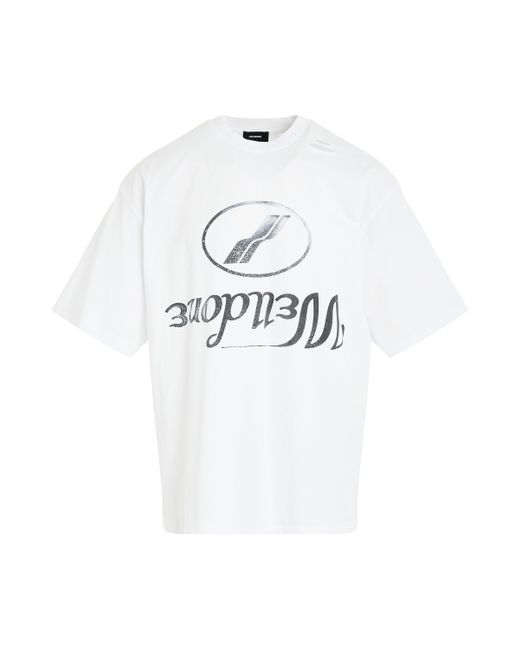 we11done White Destroyed Reverse Logo T-Shirt, Short Sleeves, , 100% Cotton for men