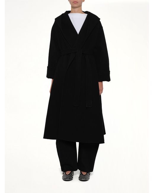 Alaïa Black Hood Wrap Coat