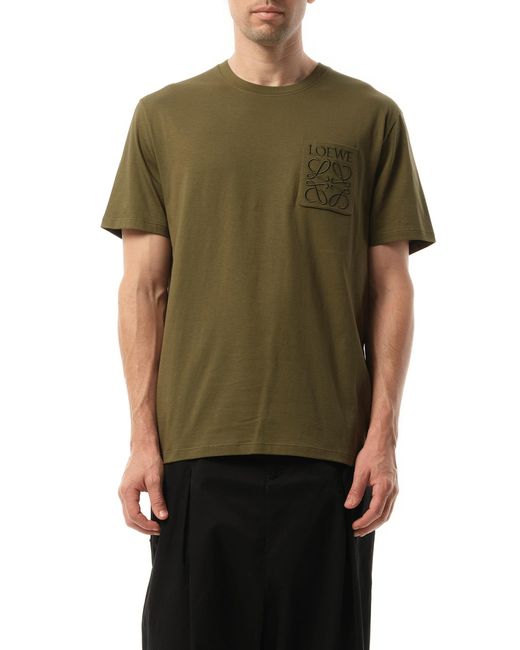 Loewe Green Relaxed Anagram T-Shirt, Short Sleeves, 100% Cotton, Size: Medium for men