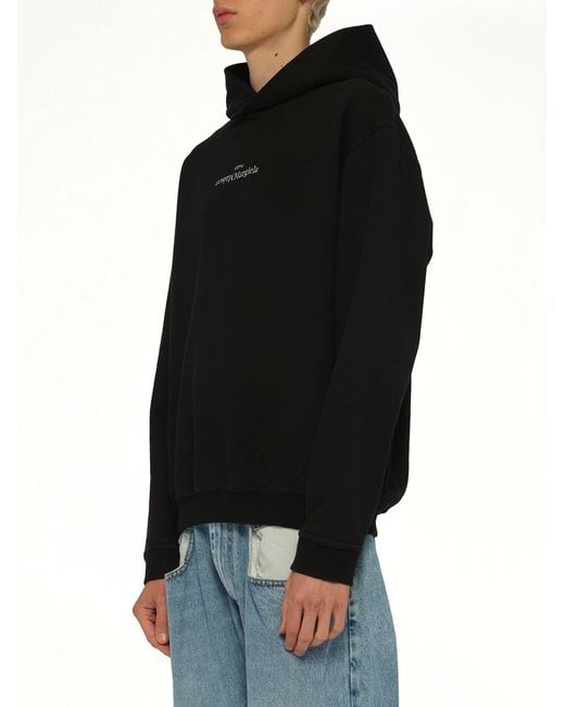 Maison Margiela Black Upside Down Logo Hoodie for men