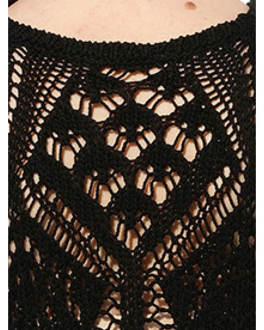 Balmain Black Long Crochet Knit Dress