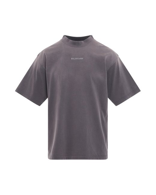 Balenciaga Gray Back Logo Medium Fit T-Shirt, Short Sleeves, /, 100% Cotton, Size: Large for men