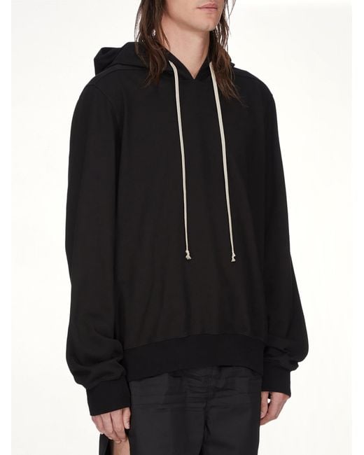 Rick Owens Black Pullover Hoodie for men