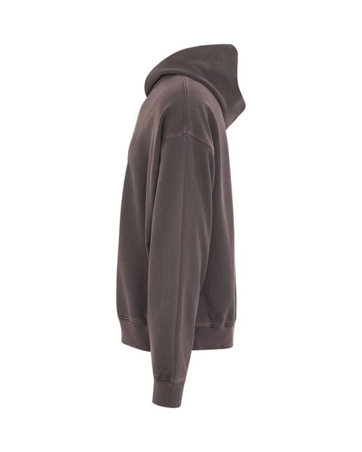 we11done Gray New Teddy Logo Pigment Hoodie, Long Sleeves, 100% Cotton for men