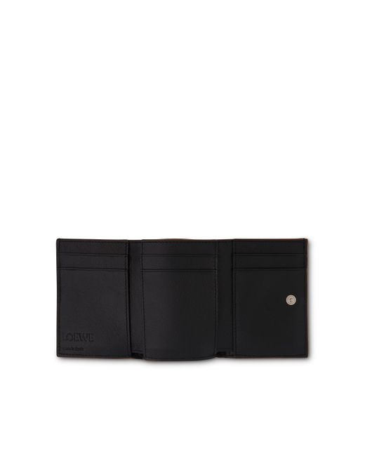 Loewe Black Anagram Trifold Wallet Pebble Grain Calfskin, , 100% Leather