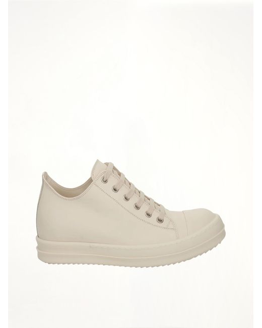 Rick Owens Natural Strobe Leather Sneakers, 100% Leather