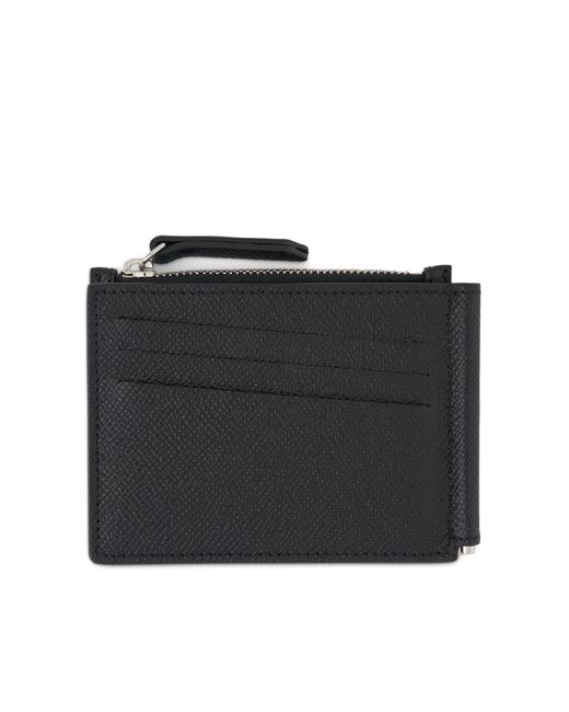Maison Margiela Black Four Stitch Logo Wallet With Zip, , 100% Brass for men