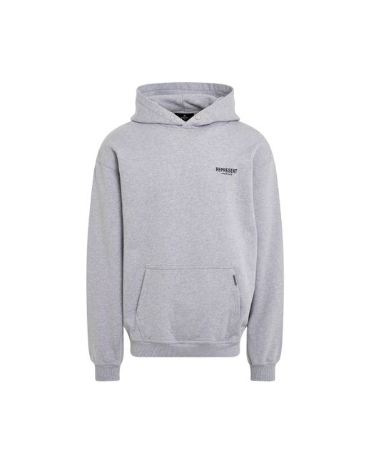 Represent Gray New Owners Club Hoodie, Long Sleeves, Ash/, 100% Cotton, Size: Large for men