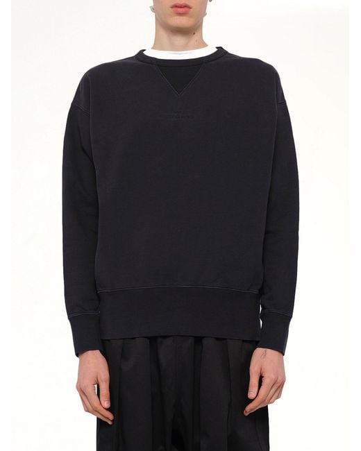 Maison Margiela Blue Cotton Fleece Sweatshirt for men