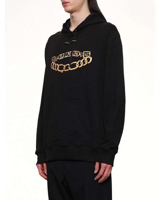 Balmain Black Chian Logo Hoodie for men