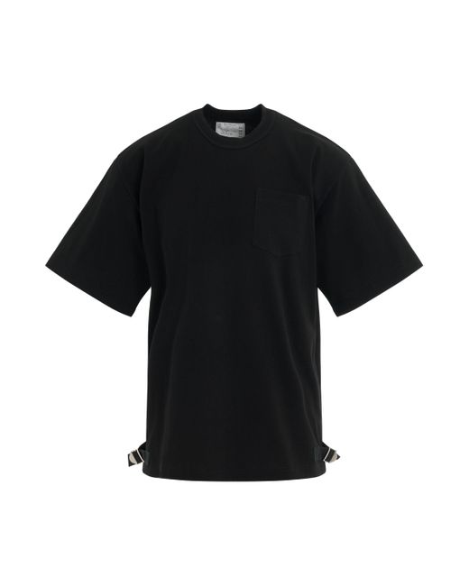Sacai Black X Nylon Twill X Cotton Jersey T-Shirt, Round Neck, Short Sleeves, , 100% Polyester for men