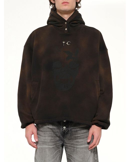 THUG CLUB Black Tc Riding Skull Hoodie for men