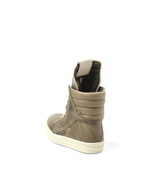 Rick Owens Brown Geobasket Transparent Leather Sneakers, 100% Calf Leather for men
