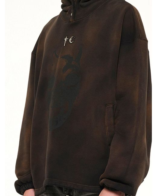 THUG CLUB Black Tc Riding Skull Hoodie for men