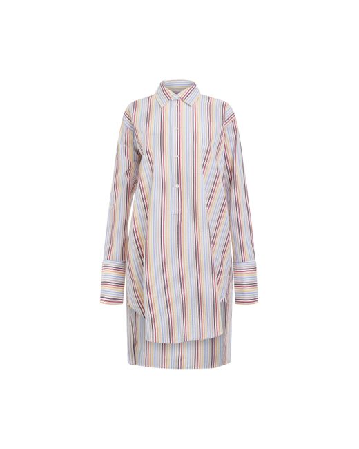 Loewe Multicolor Stripe Deconstructed Silk Shirt Dress, /Bue/, 100% Cotton