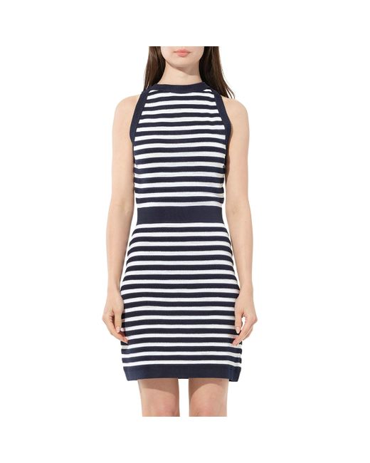 Balmain Blue Striped Flared Dress