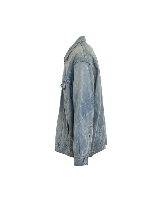 Balenciaga Blue Japanese Ring Oversized Denim Jacket, , 100% Cotton for men