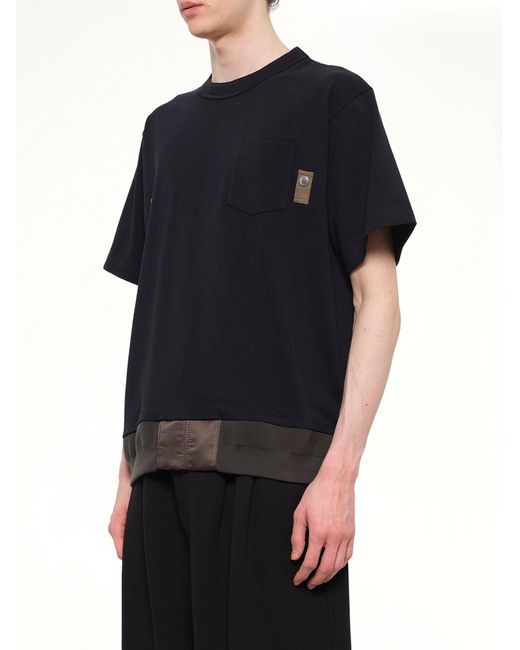 Sacai Black Cotton Jersey T-Shirt for men