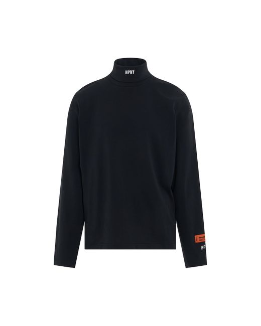 Heron Preston Blue Hpny Embroidered Roll Neck, Long Sleeves, /, 100% Cotton, Size: Large for men