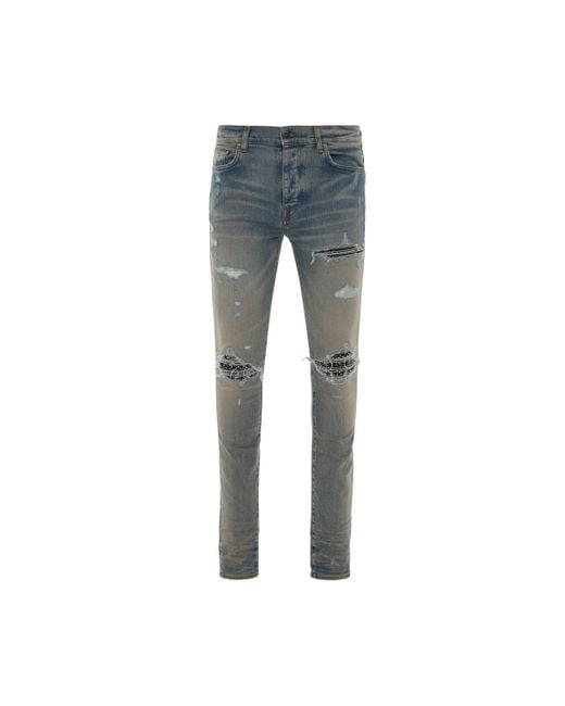 Amiri Blue Mx 1 Bandana Jeans, Clay, 100% Cotton for men