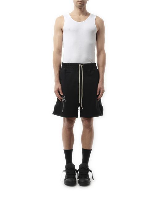 Rick Owens Black X Champion X Drkshdw Shorts, 100% Cotton, Size: Small for men