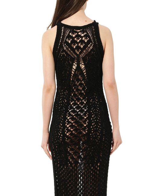 Balmain Black Long Crochet Knit Dress