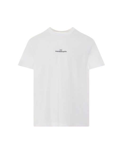 Maison Margiela White Upside Down Logo T-Shirt, Round Neck, Short Sleeves, /, 100% Cotton for men